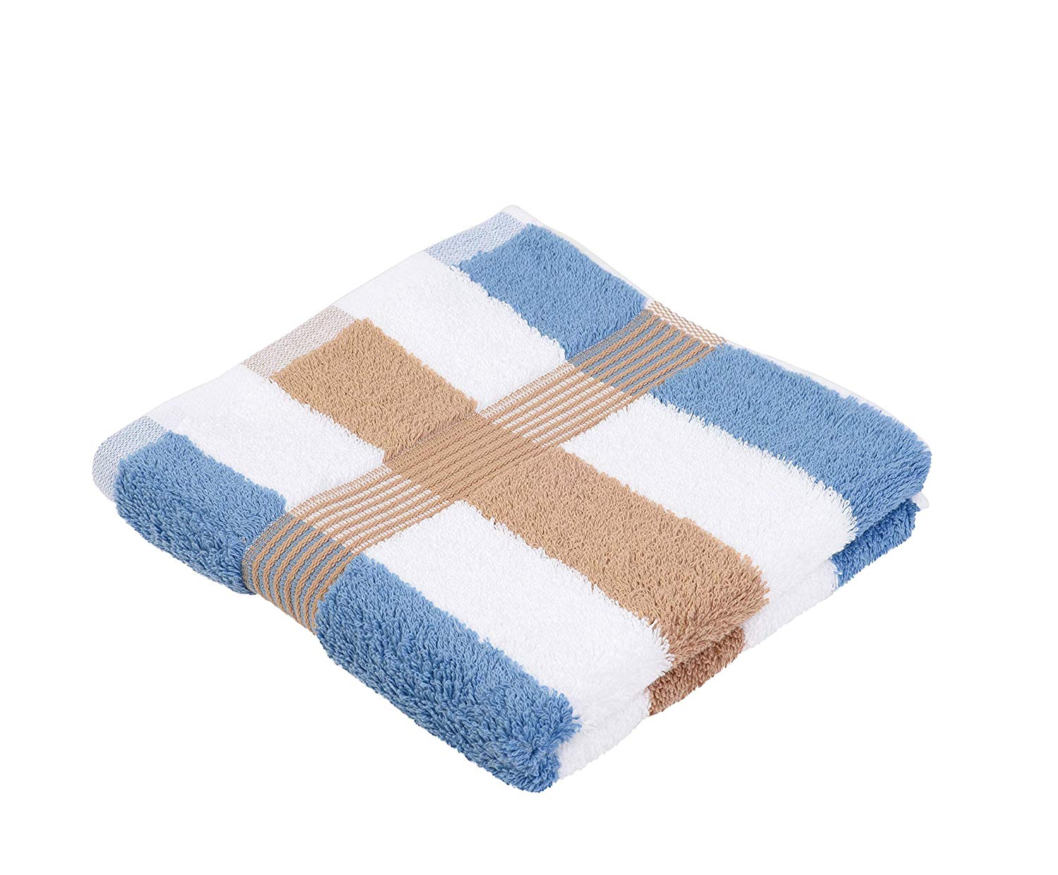Gözze - New York Striped Hand Towels, Set of 2, Soft and Absorbent, 100% Cotton, 50 x 100 cm - Maroon/White/Fjord