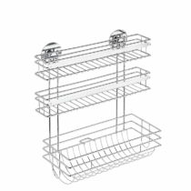 WENKO 5630100 Turbo-Loc kitchen roll holder Trio - fixing without drilling, Chrome plated metal, 32.5 x 34 x 15 cm, Silver shiny