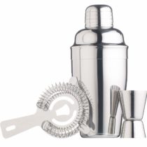 BarCraft KCDLBSET3 Cocktail Making Set with Recipe Leaflet in Gift Box, Stainless Steel, 3 Pieces