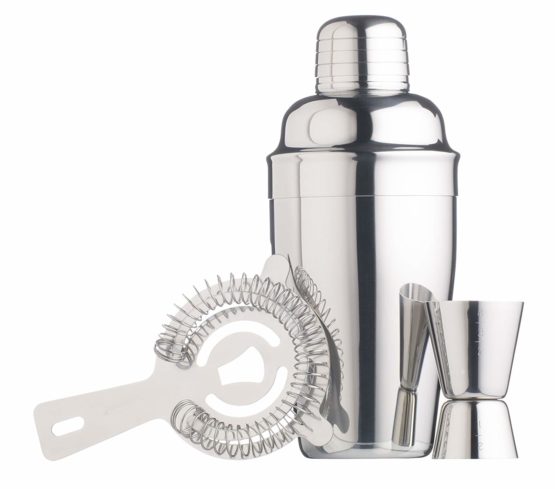 BarCraft KCDLBSET3 Cocktail Making Set with Recipe Leaflet in Gift Box, Stainless Steel, 3 Pieces