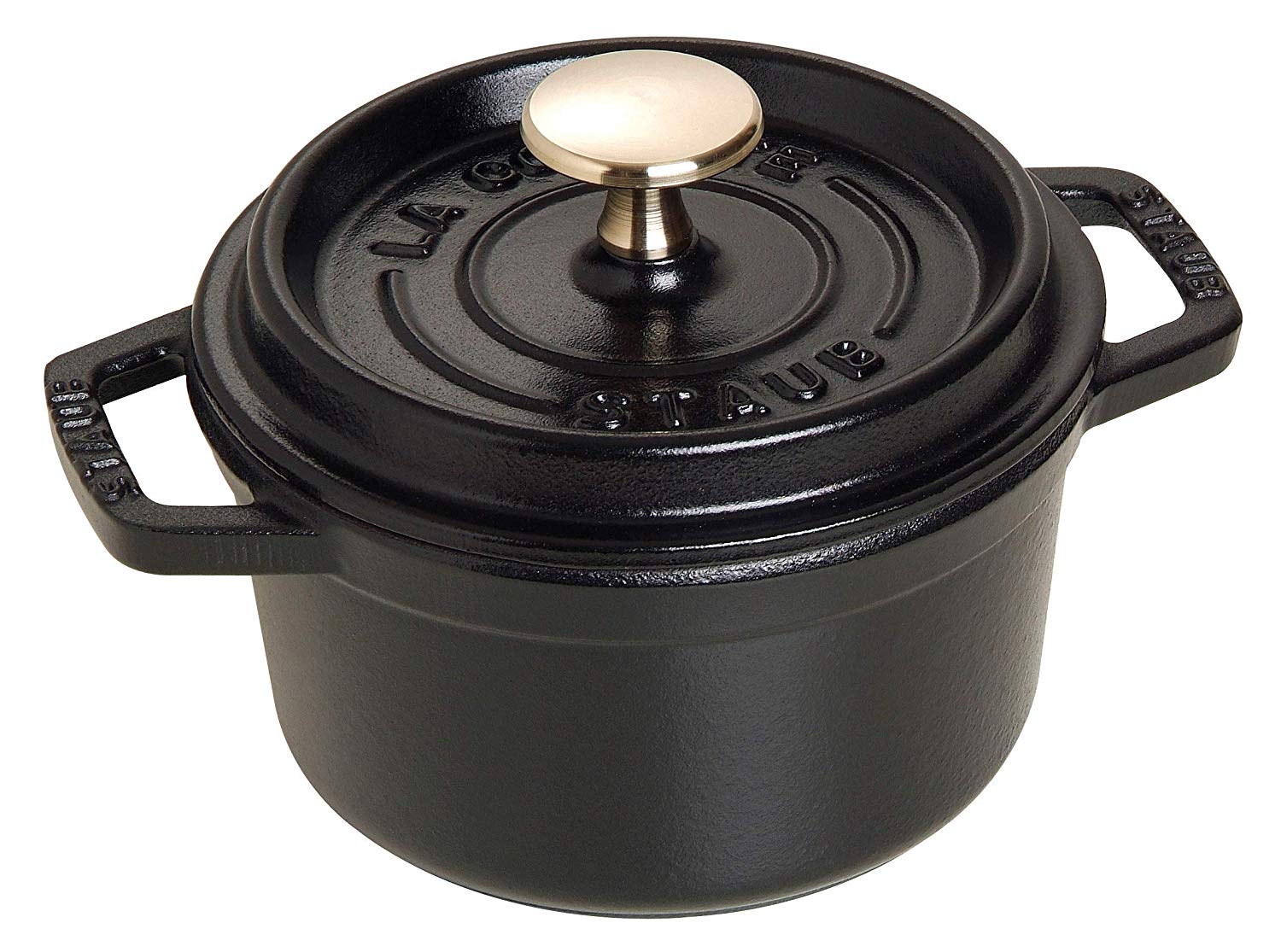 STAUB Cast Iron Roaster/Cocotte, Round, 14 cm, 0.8 L, Black