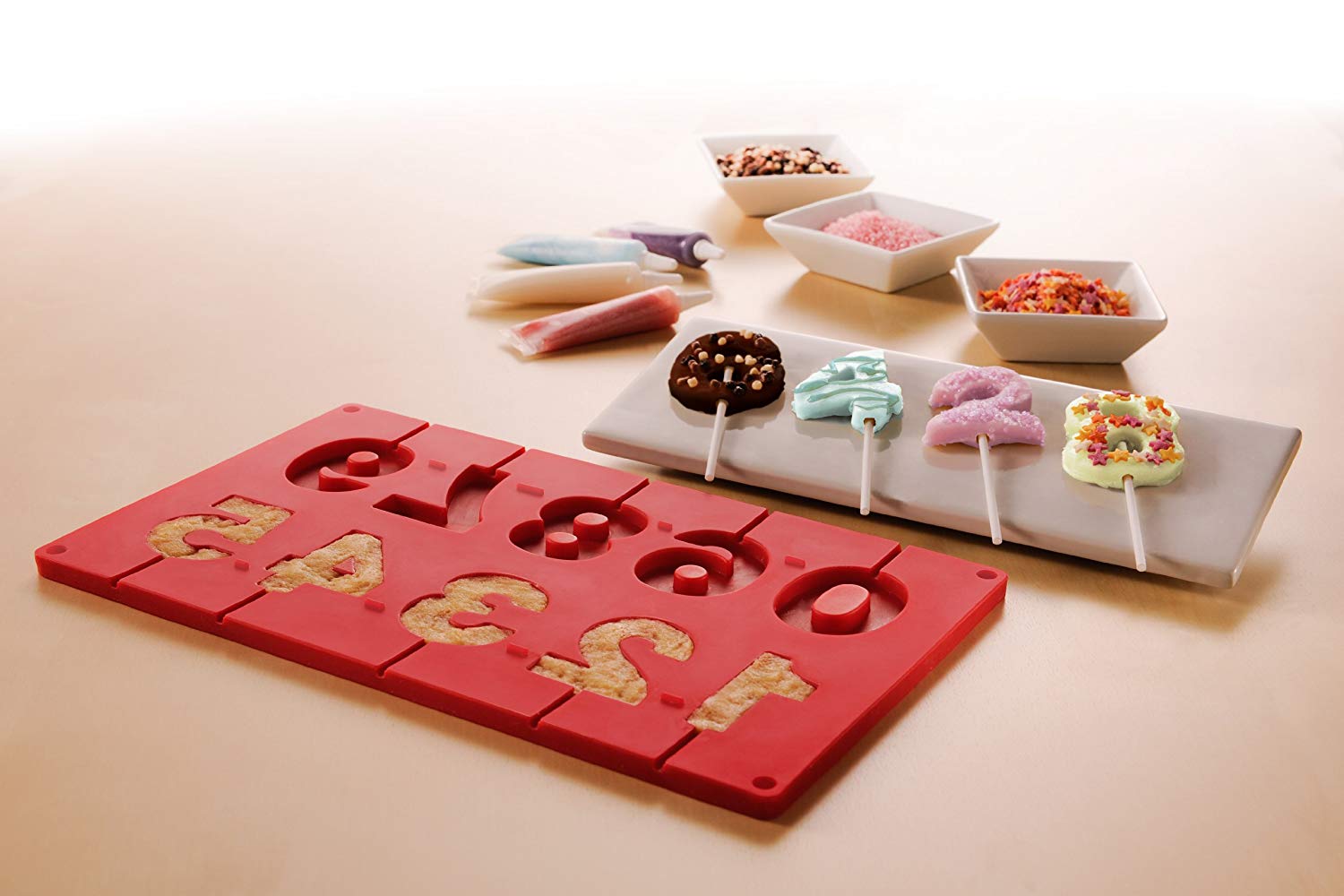 Premier Housewares Silicone Mould Set Red Cake Pop Tray for Baking Starfish Shape Silicone Case for 10 with 20 - Image 2