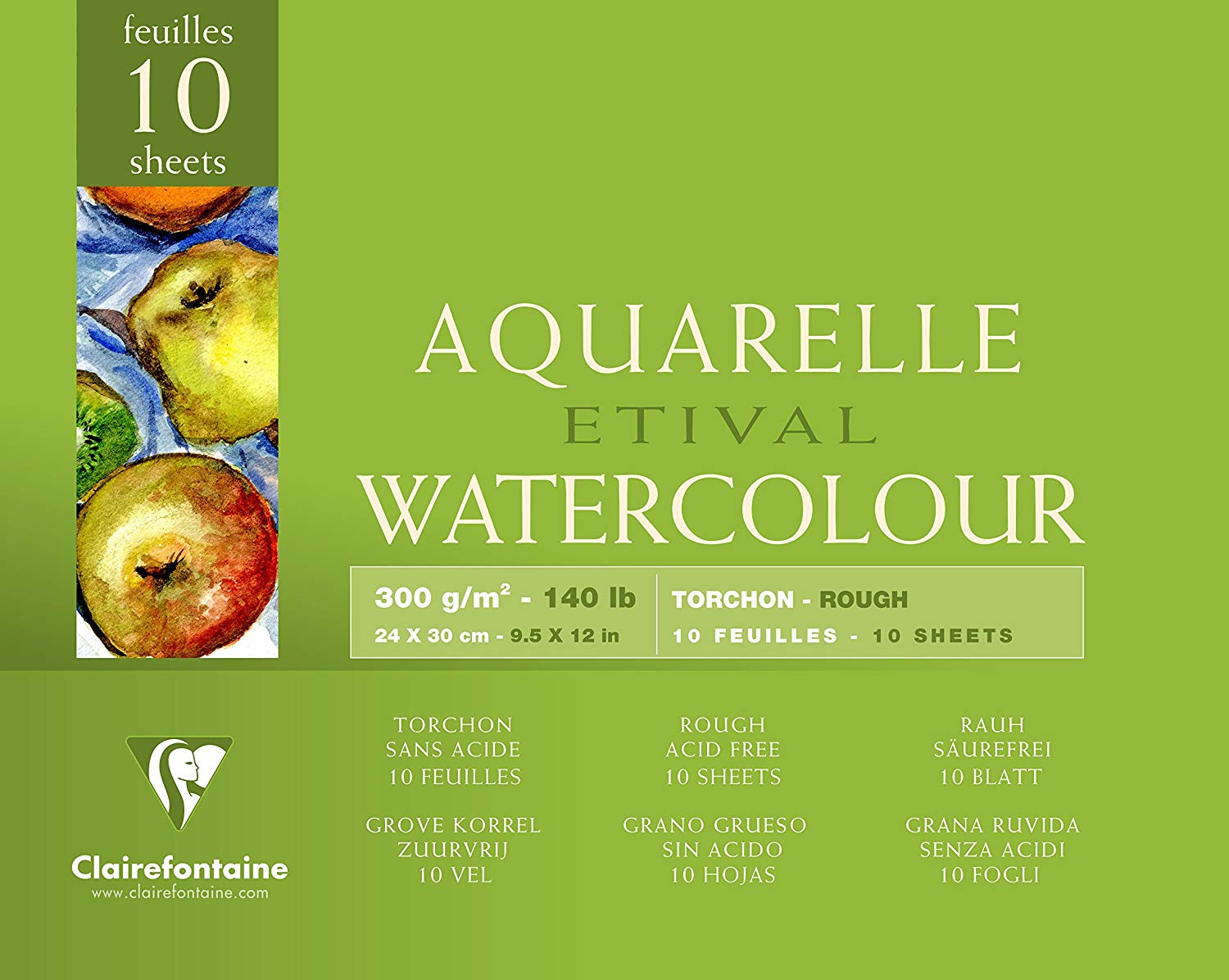 Clairefontaine - Ref 96561C - Etival Rough Grained Pad (10 Sheets) - 24 x 30cm Size, Acid Free, pH Neutral - Image 2