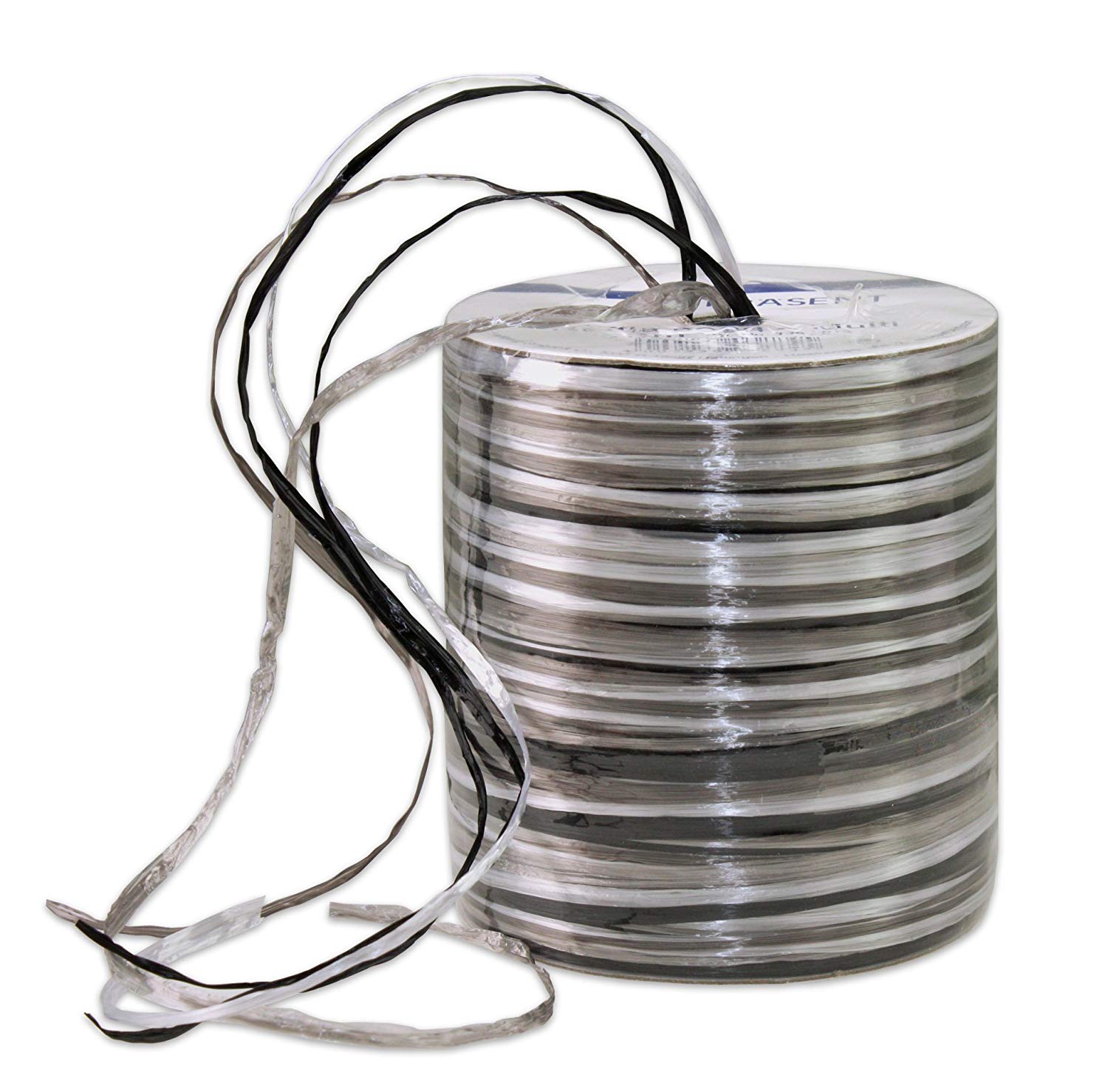 PRÄSENT - Rayon Raffia Biodegradable Ribbon Silver-Black 50 meter spool