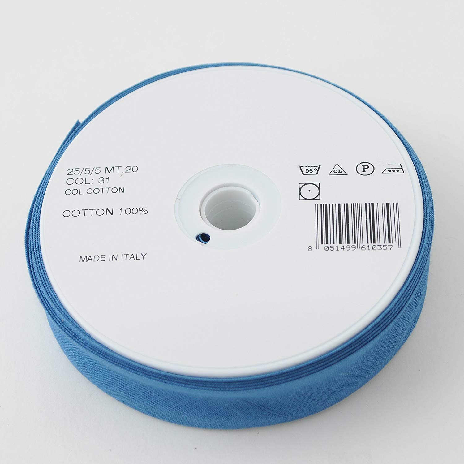 Inastri Trimz 25/5/5 mm Cotton Bias Binding, Malibu Blue 31– Double‑Fold Sewing Tape for Quilting - Image 3