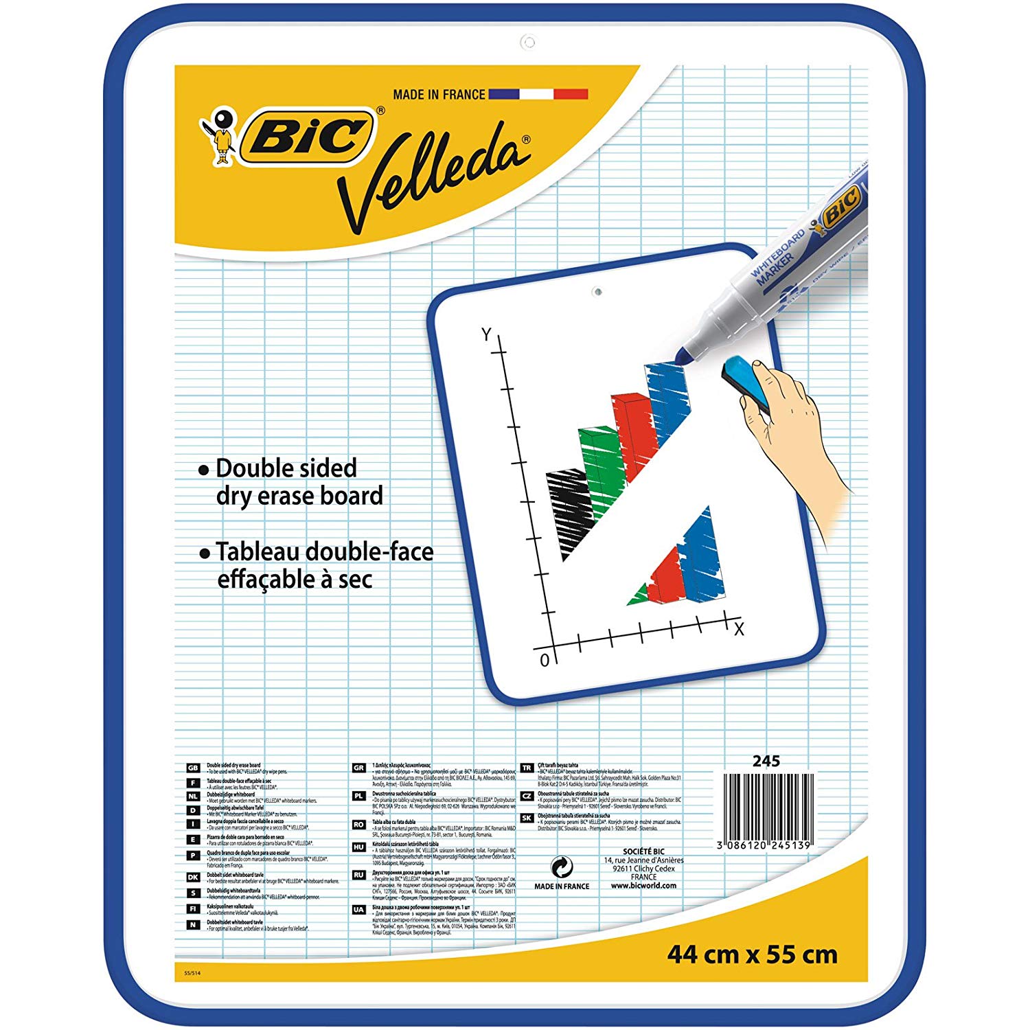 BIC Velleda Double-Sided Dry Wipe Whiteboard, 44 x 55 cm