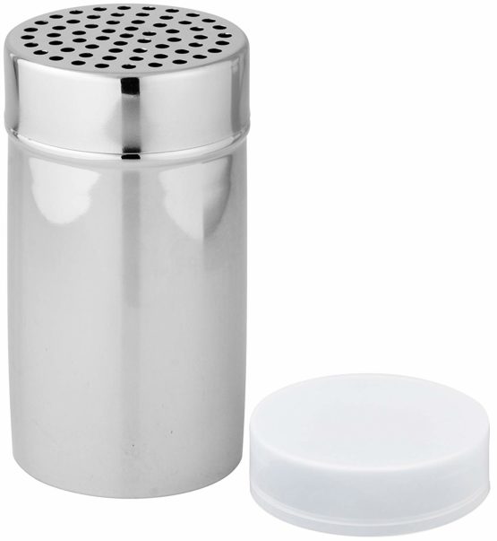 Fackelmann Stainless Steel Coarse Dispenser, Silver/White, 2.7 x 5.1-Inch