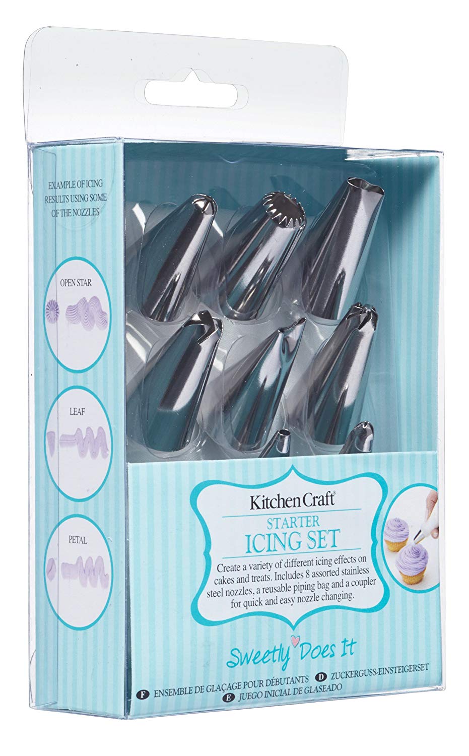 KitchenCraft Sweetly Does It Beginners Cake Decorating Piping Set including Icing Bag and Nozzles, 8 Pieces - Image 2