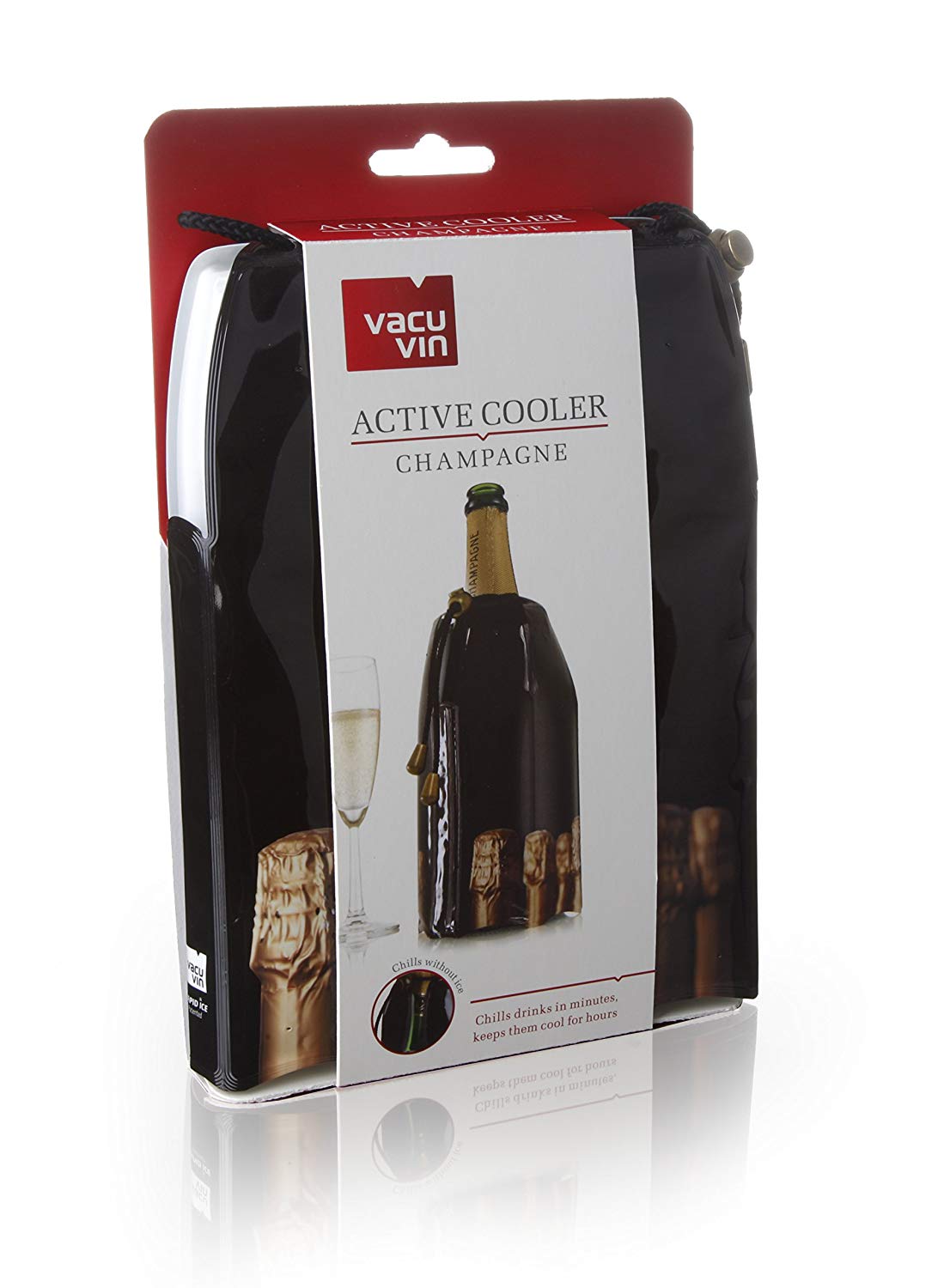 Vacu Vin Active Cooler Champagne Chiller - Reusable, Flexible Wine Bottle Cooler - Champagne Bottle Print - Image 3