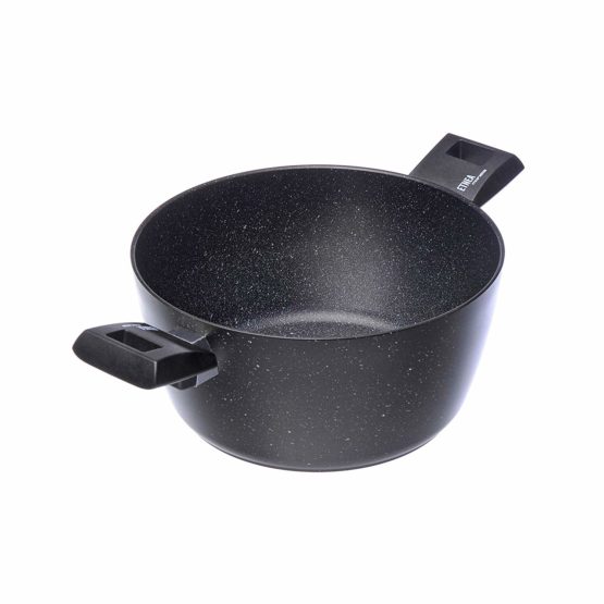 Moneta Etnea Sauce Pan, Casserole with 2 Handles, Stone Surface Non-Stick and Anti-Scratch Coating, Dishwasher Safe, 24 cm