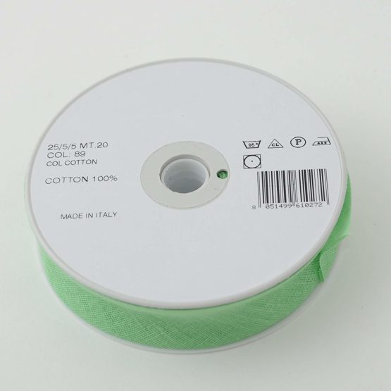 Inastri 25/5/5 mm Cotton Bias Binding, Apple Green - Image 3