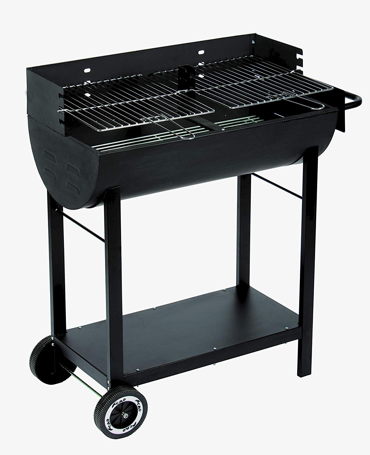 Cao Camping Convivial Half-Barrel Barbecue, Black - Black