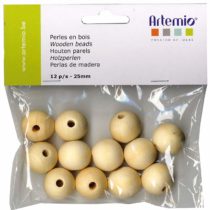 Artemio 12-Piece 25 mm Wooden Beads, Beige