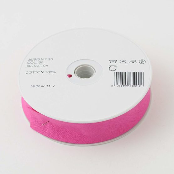 Inastri 25/5/5 mm Cotton Bias Binding, Shocking Pink - Image 3