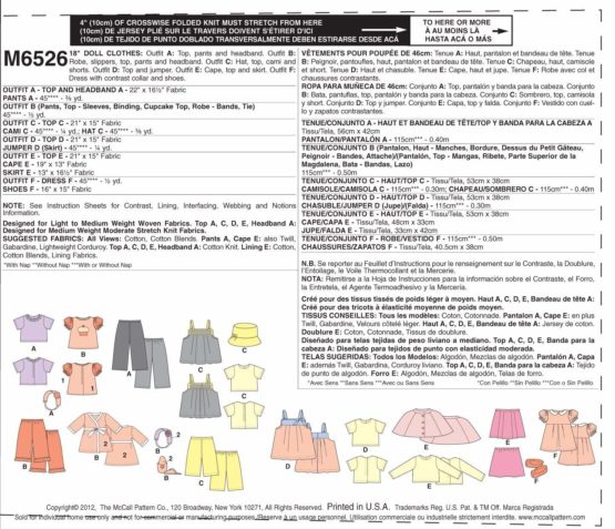 M6526 18" (46cm) Doll Clothes, One Size Only - Image 4