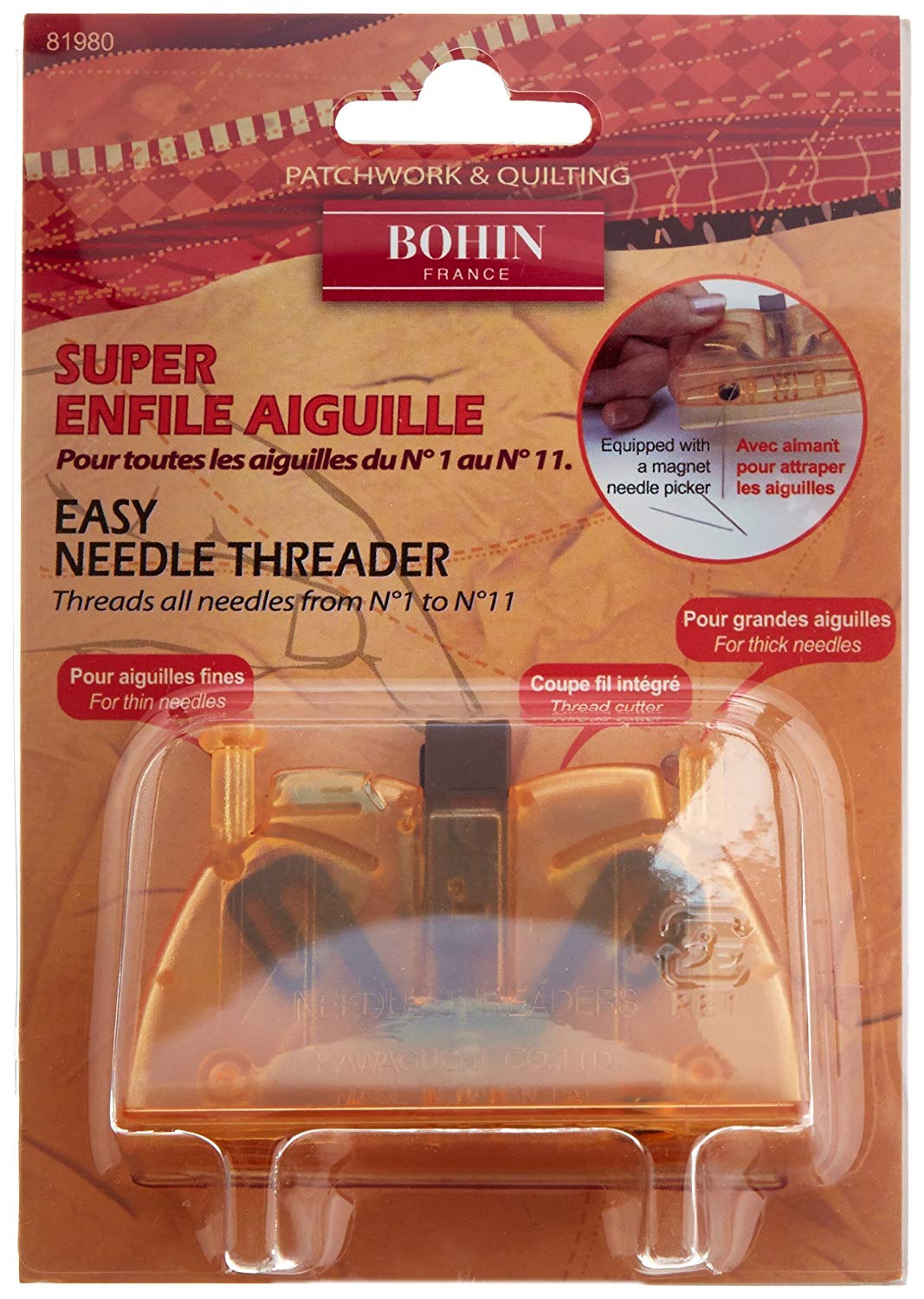 Bohin - Orange No.1-11 Needle Threader - 1 Piece, 81980, One