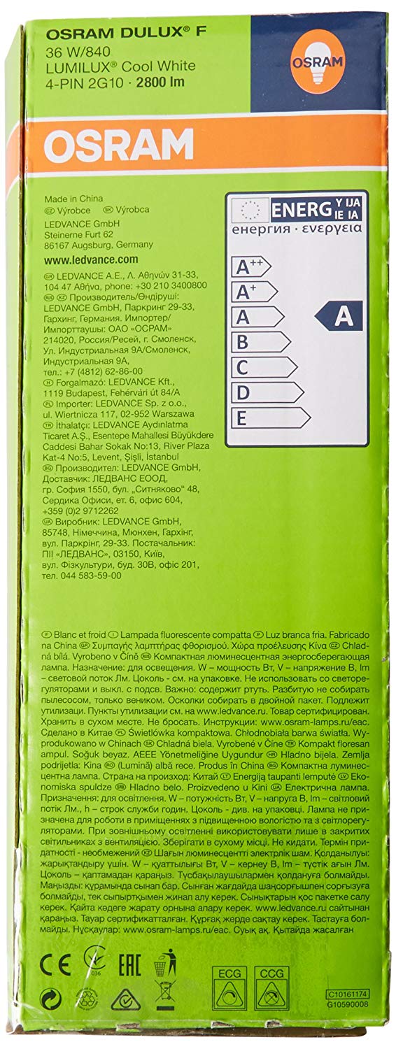 Osram Dulux F 36 Watt Cool White (4000k) Compact Fluorescent Light Lamp, 1 Unità (Confezione da 1) - Image 2