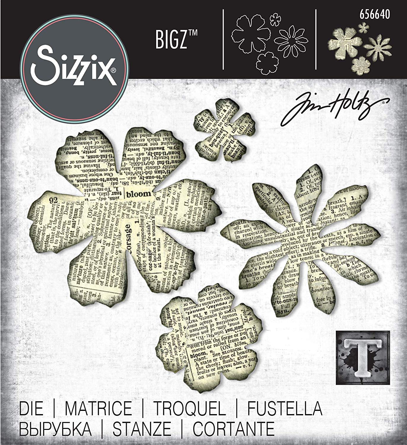 Sizzix Bigz Tattered Florals, 4 Sizes and Shapes Steel Rule Die by Tim Holtz, 7.9 cm x 7.9 cm - Image 3