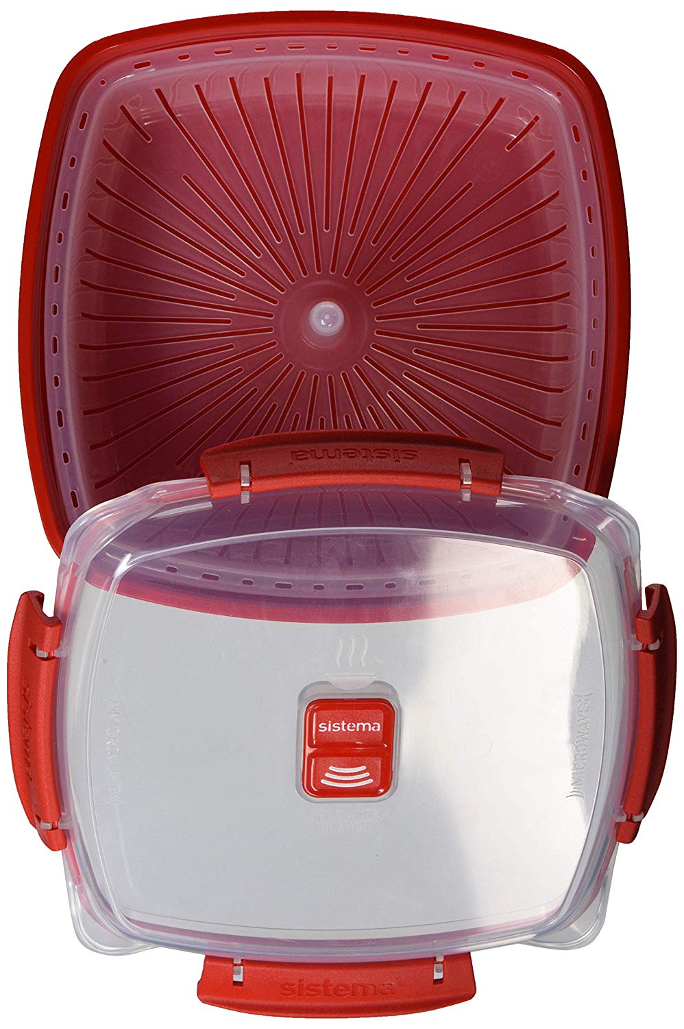 Sistema Microwave Steamer with Removable Steamer Basket 2.4 L BPA-Free Red/Clear - Image 2