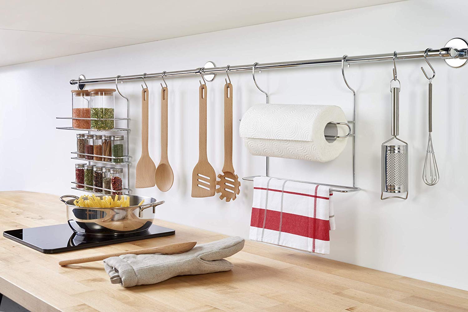 Metaltex Lonardo Wall Rail with 6 Hooks, Silver, 4.2 x 6.7 x 62.8 cm - Image 2