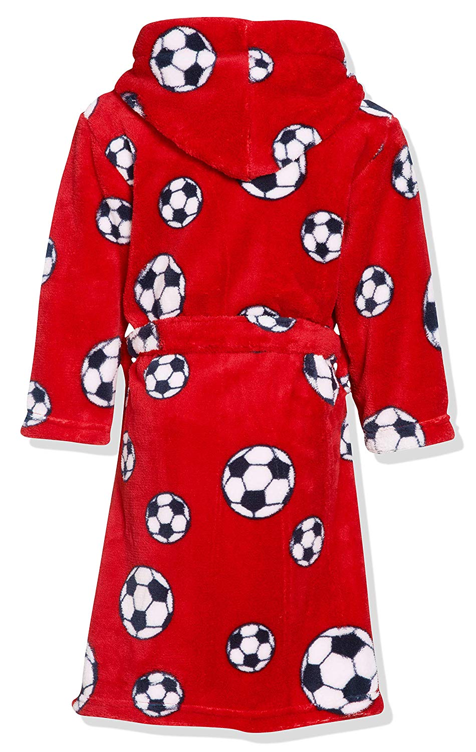 Playshoes Boy's Fleece Bathrobe Football, Bathrobe, Red, 134-140, red football - Image 2
