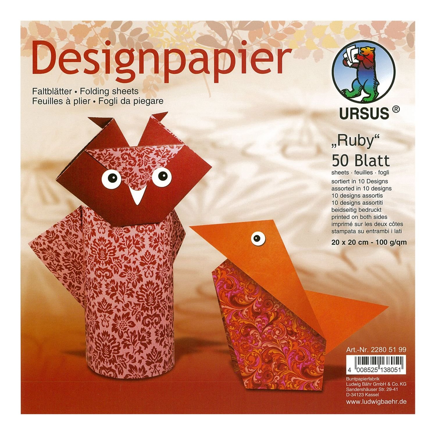Ursus Ruby design paper, 20 x 20 cm