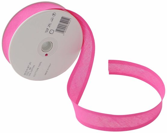 Inastri 25/5/5 mm Cotton Bias Binding, Shocking Pink