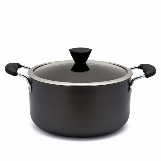 Zinel 4151 Non-Stick Stockpot/Casserole with Hard Anodised Induction Base, Grey, 22 cm