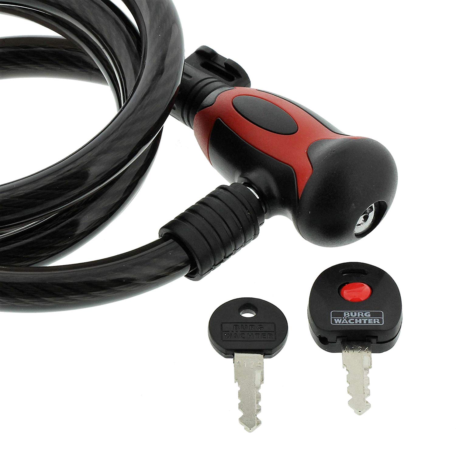 BURG-WÄCHTER Spiral Cable Lock with Lighted Keys, incl. 2 Keys, with Mounting Bracket, Auto-Locking, Length: 150 cm - Image 2