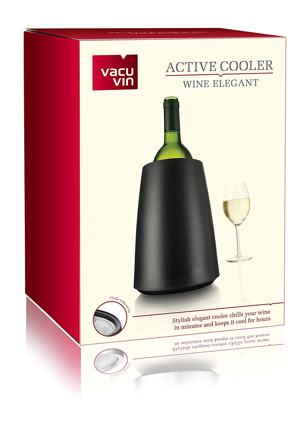 Vacu Vin Elegant Wine Cooler, Black, Active Wine Bottle Chiller with Freezer Sleeve, Modern Insulated Cooler - Image 4