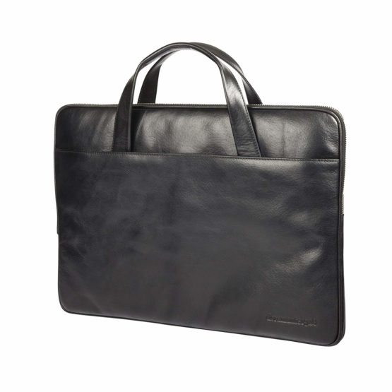dbramante1928 Silkeborg Laptop Case, Black | Handcrafted Full-Grain Leather, Fits up to 15 inch Laptops