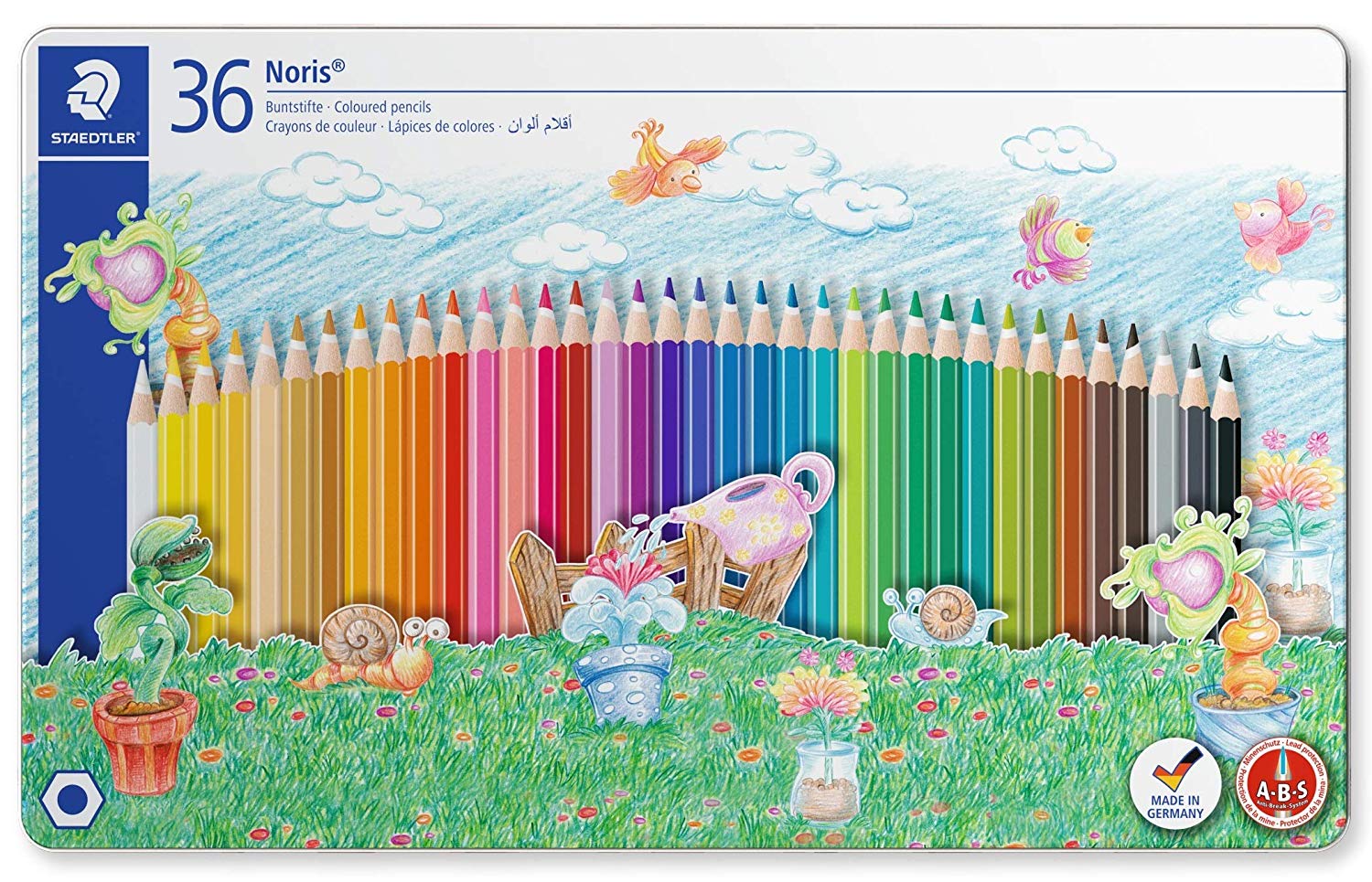 STAEDTLER Noris Club 145 SPM36 Colouring Pencils in Sport Design Tin - Assorted Colours (Pack of 36)