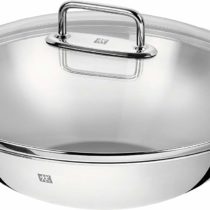 ZWILLING 40992-332-0 Wok, Incl. Glass Lid and Removable Grid Insert, Suitable for Induction, Ø 32 cm, Stainless Steel, Plus, Silver