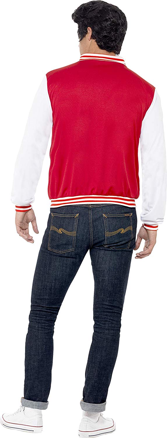 Smiffys 50s College Jock Letterman Jacket, Red, 1950's Rock'n'Rolla Fancy Dress, 1950s Dress Up Costumes Halloween - Image 3