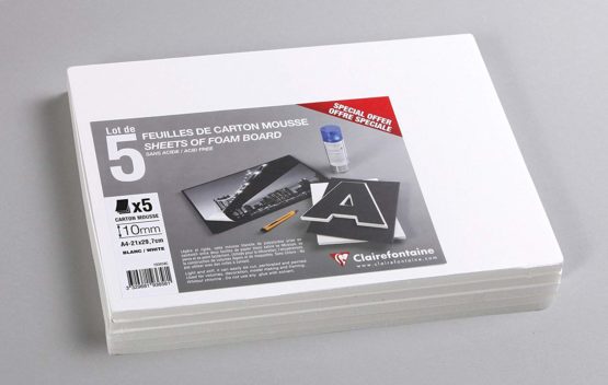 Clairefontaine 193658C Foam Boards, 10 mm Thick, A4, 5 Sheets - White