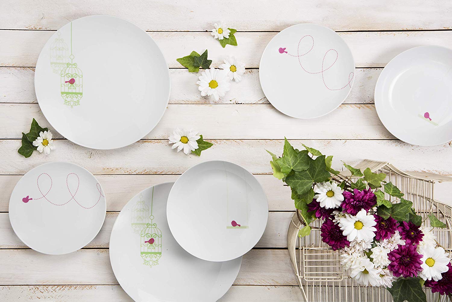 Excelsa Liberté 18-Piece White China Tableware Set, Bianco Con Decorazioni, 18 pieces - Image 4
