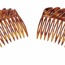 Caravan French Tortoise Shell Comb with Wire Wrap Pair