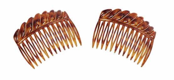 Caravan French Tortoise Shell Comb with Wire Wrap Pair