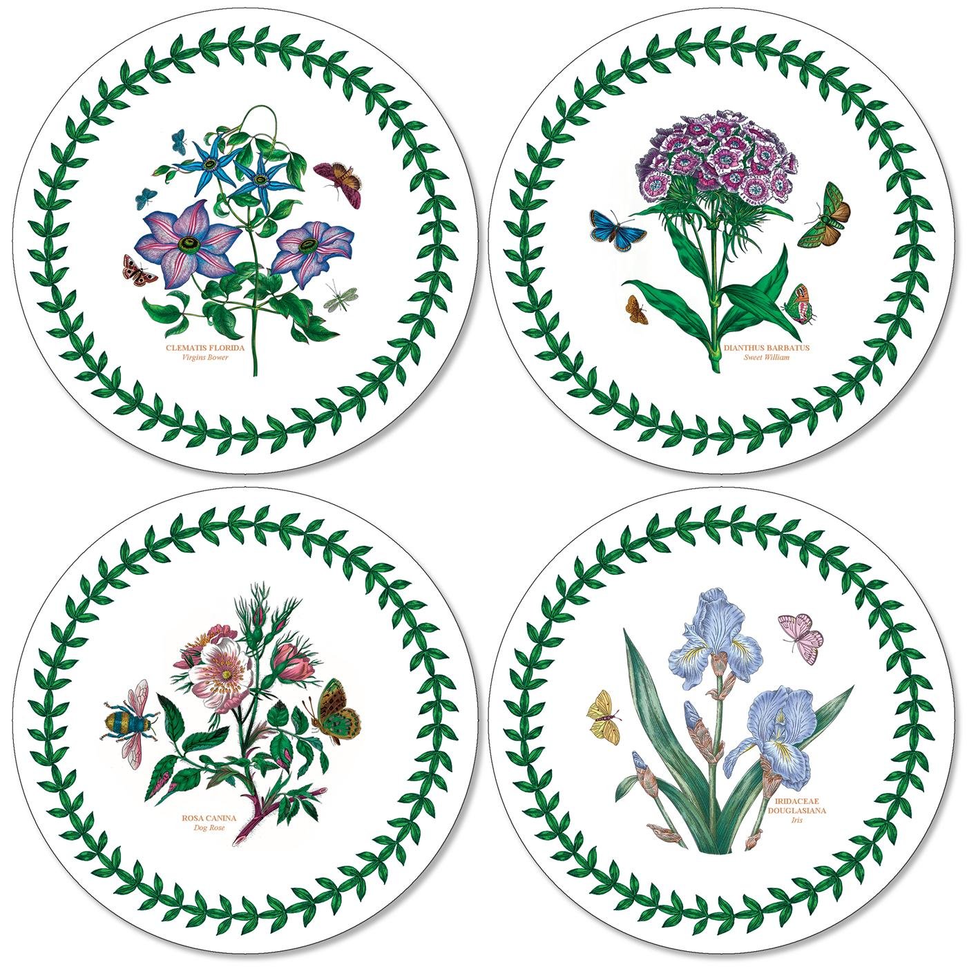 Pimpernel x Botanic Garden Set of 4 Round Cork Backed Coasters, Natural Heat-Resistant Drink Coasters