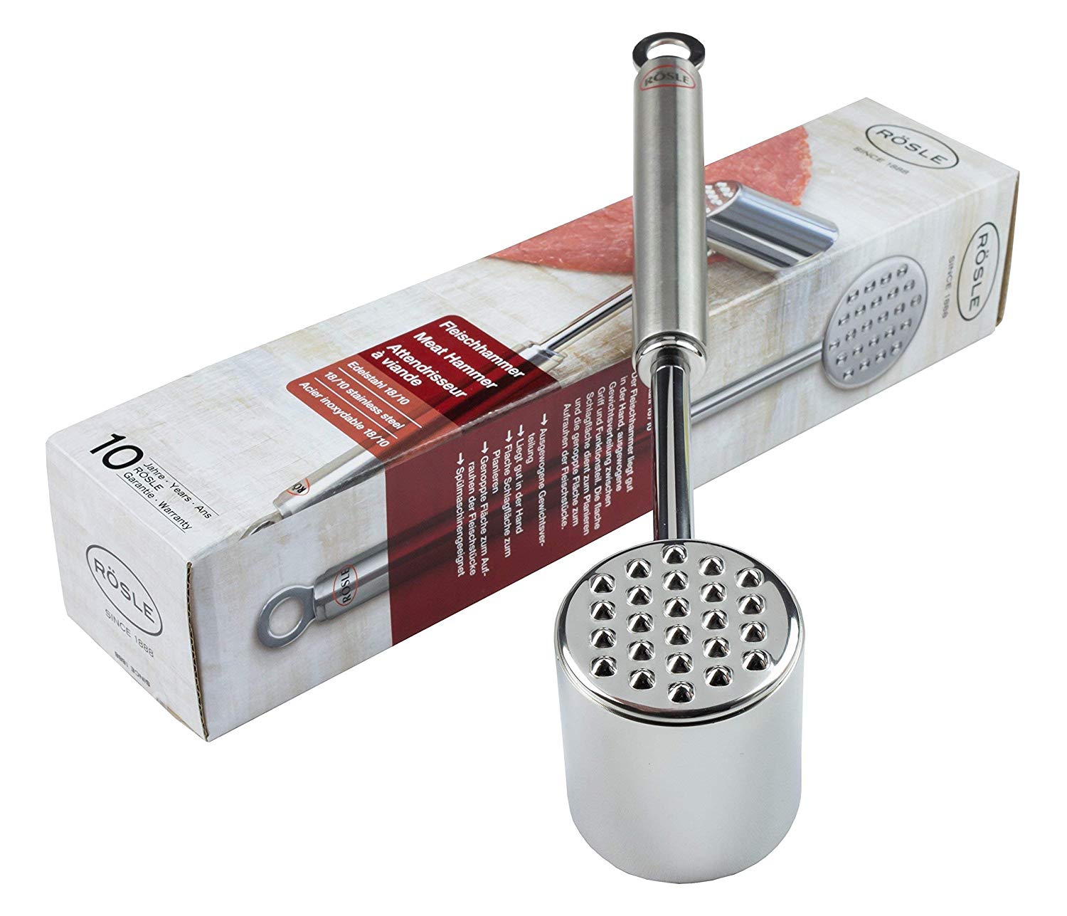 Rösle Meat Tenderizer, Stainless Steel, Silver, Round - Image 2