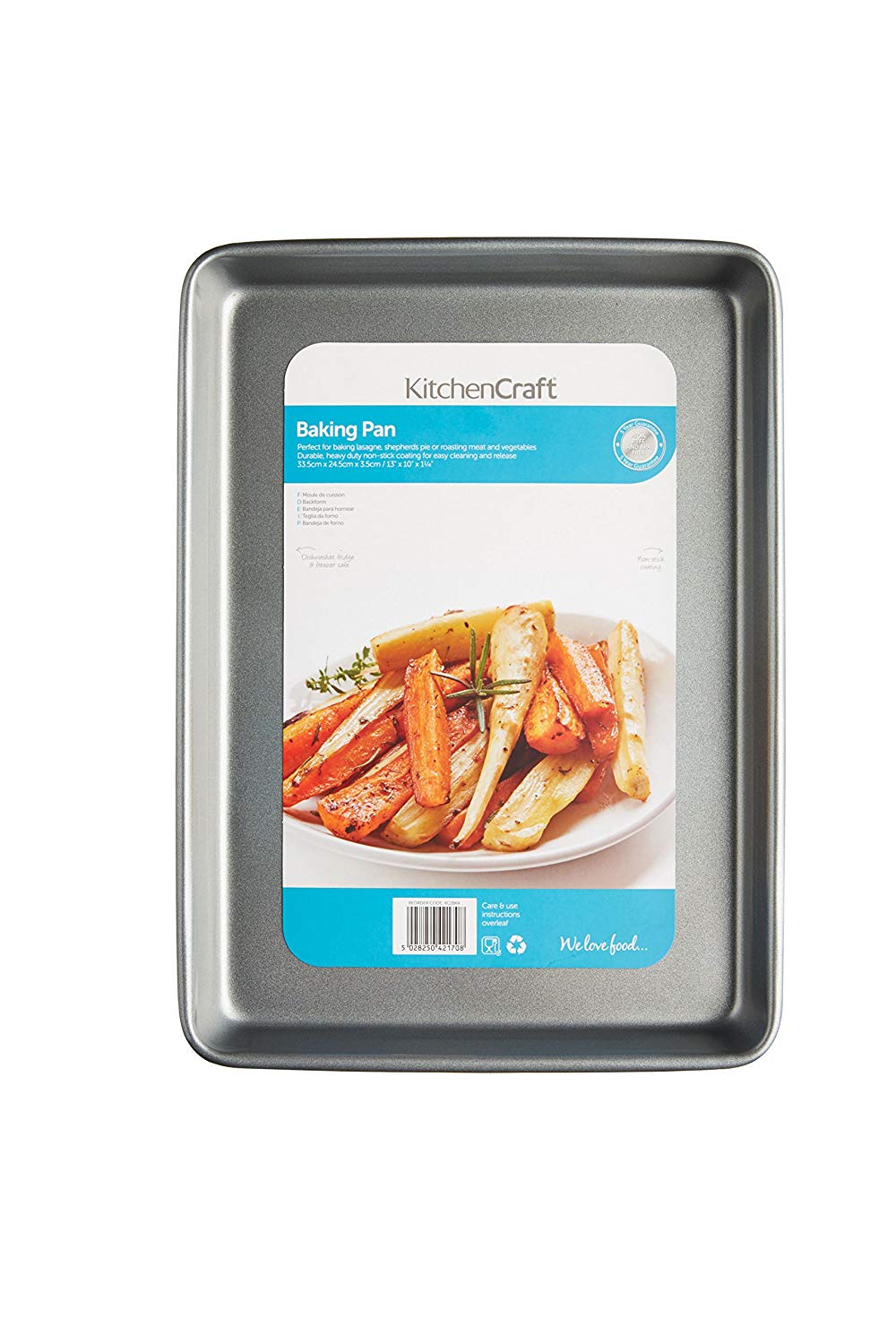 KitchenCraft BAKE PAN Non-Stick Baking Pan, 33 x 24 cm, Silver, Freezer safe, Dishwasher safe, Oven-safe, 0.43 kg - Image 2