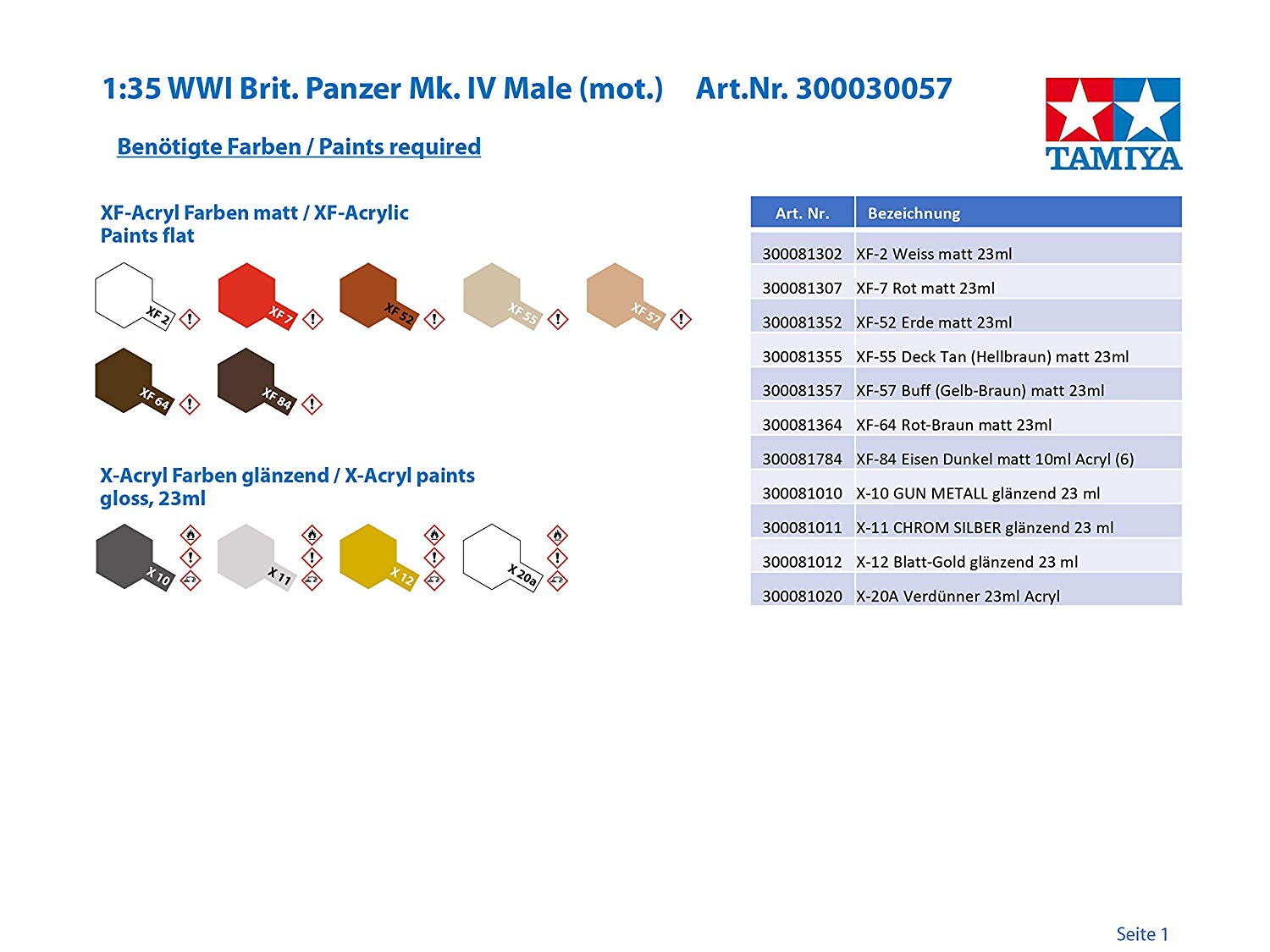 Tamiya 300030057 - 1:35 WWI British Tank Mk. IV Male Motor, Green, Dark Green, Brown, 1/35 Scale - Image 4