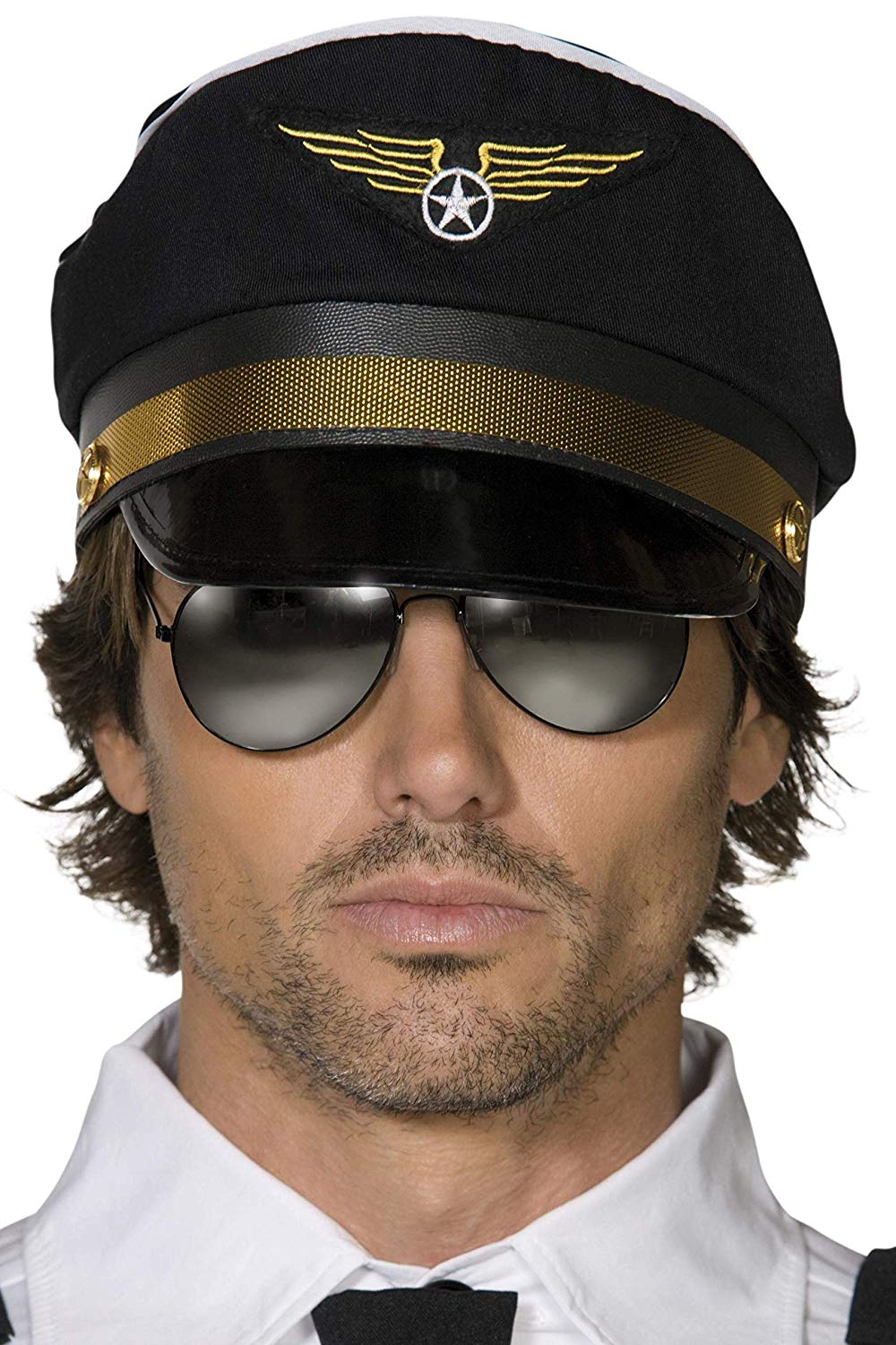 Smiffys Pilots Cap, Black , Icons & Idols Fancy Dress, Pilot Dress Up Hats Halloween, 23.8 cm - Image 2
