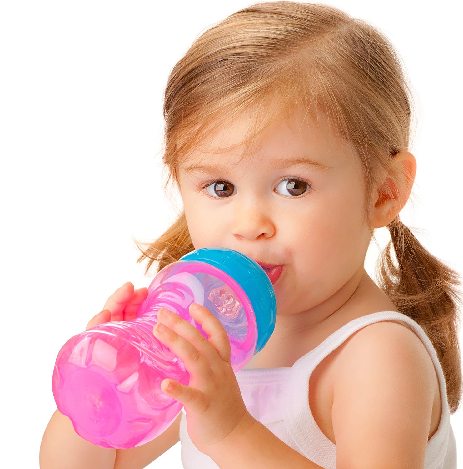 Nuby Easy Grip Cup Polypropylene ID9648 295 ml with Leak-Proof Drinking Kmun Dstck Silicone, Multicolor