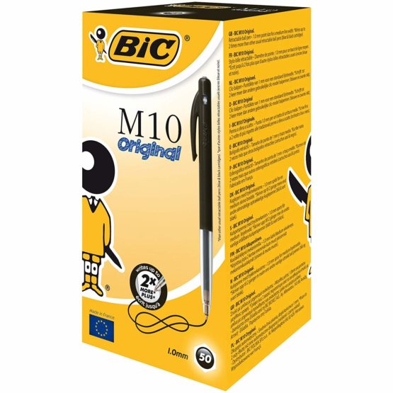 BIC M10 Retractable Ballpoint Pen 1 mm Pack of 50 Black