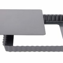 De Buyer Square Fluted Tart Mould with Loose Base, Steel, Grey, 23.6 x 23.01 x 3.61 cm