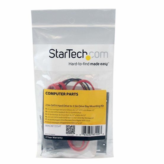 StarTech SSD Mounting Bracket - Solid Metal - 2.5in to 3.5 Hard Drive Adapter - SSD Bracket - SSD Upgrade Kit (BRACKET25SAT) - Image 2