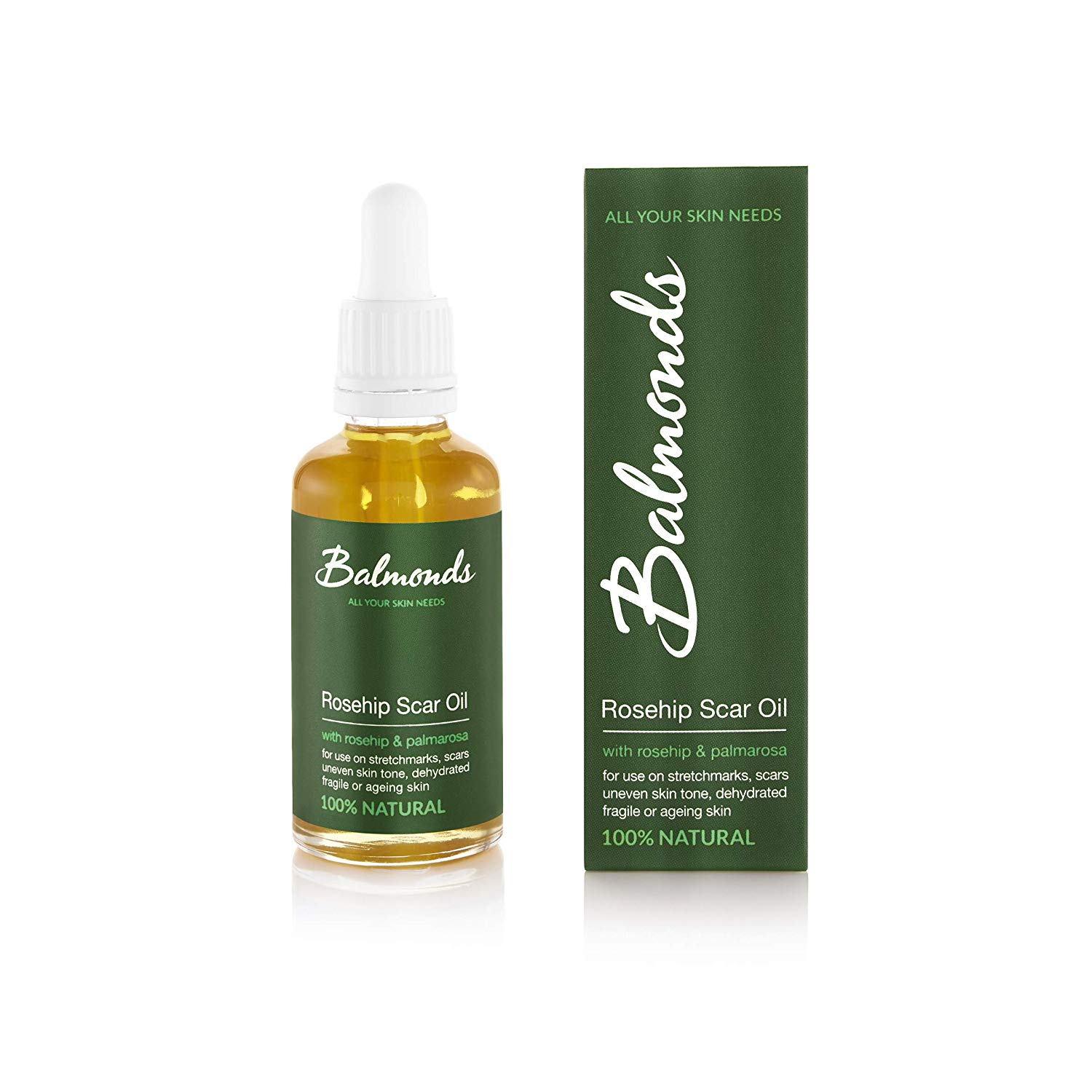 Balmonds Scar and Stretch Mark Oil 50ml, 100% Natural Blend of Rosehip, Borage and Sea Buckthorn Oils