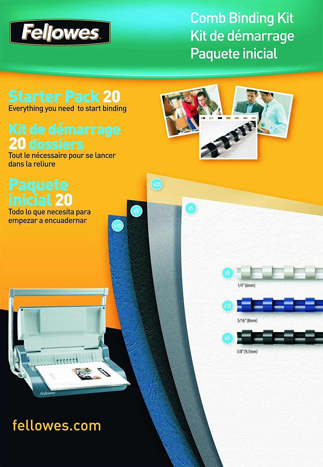 Fellowes Comb Binding Premium Kit - Pack of 20, White
