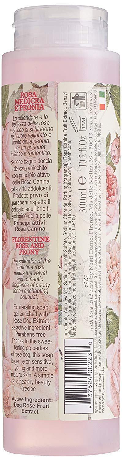 NESTI DANTE Romantica Rose & Peony, Bath & Shower Gel 300 ml, 300 ml (Pack of 1) - Image 2